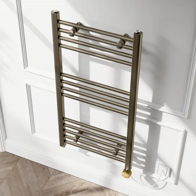 Barcelona Electric Antique Gold Straight Heated Towel Rail 1000x500mm