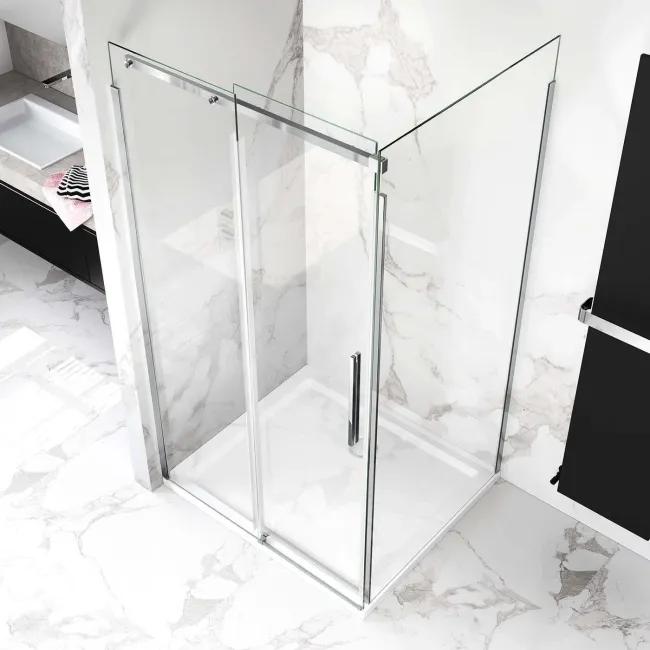 Stockholm Easy Clean 8mm Frameless Sliding Shower Enclosure 1100x800mm