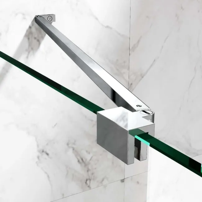 Copenhagen Easy Clean 8mm Walk In Shower Enclosure 1200mm & 800mm Glass with Pivotal Return Panel