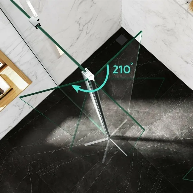 Copenhagen Easy Clean 8mm Walk In Shower Enclosure 1200mm & 800mm Glass with Pivotal Return Panel