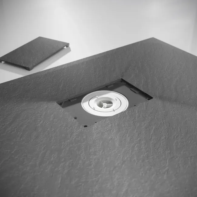 Berlin Rectangular Dark Grey Slate Effect SMC Composite Shower Tray 1000x900mm