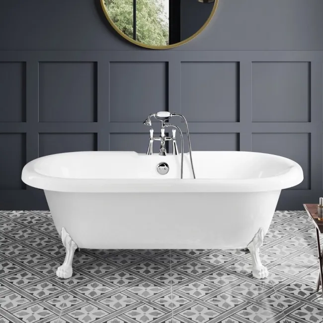 Grosvenor 1800mm Roll Top Bath - White Claw Feet