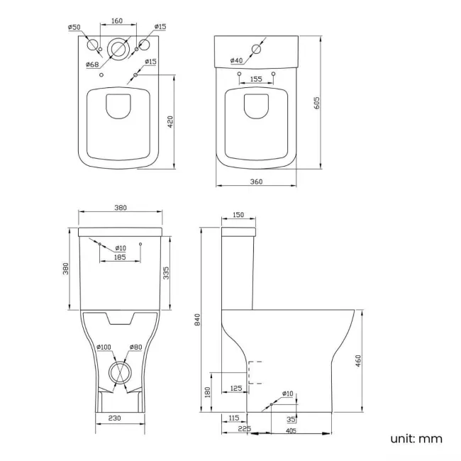 Atlanta Comfort Close Coupled Toilet With Soft Close Slim Seat