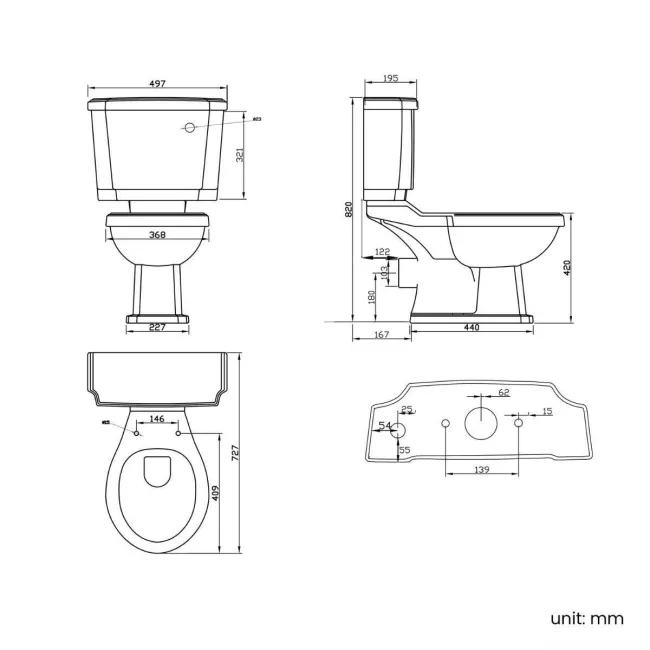 Hudson Traditional Close Coupled Toilet With Soft Close Seat