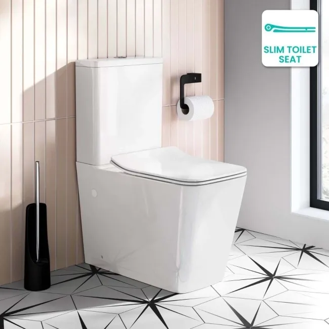 Nevada Rimless Close Coupled Toilet With Premium Soft Close Slim Seat