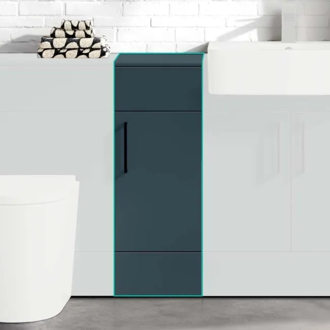 Harper Navy Blue Side Cabinet Unit 300mm - Black Accents