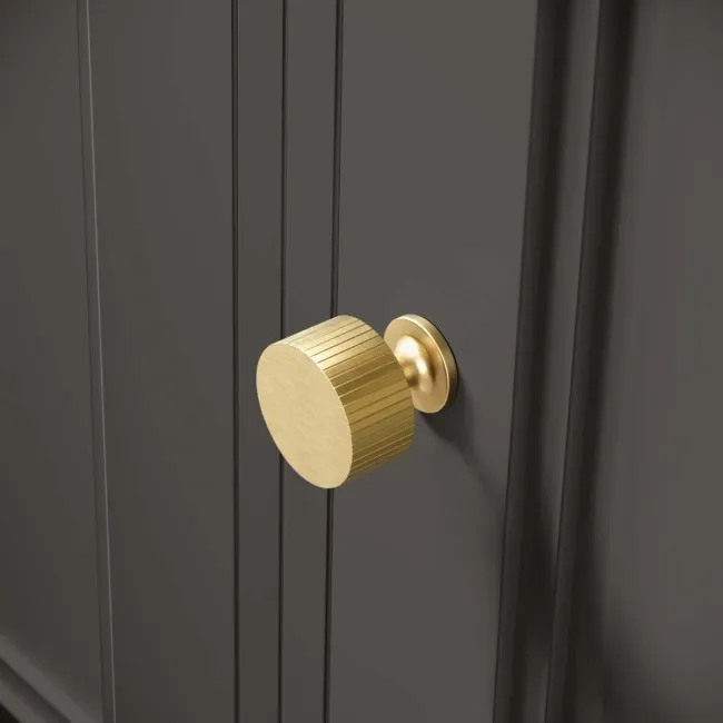 Monaco Graphite Grey Floor Standing Tall Cabinet Unit 1900x300mm - Brushed Brass Accents