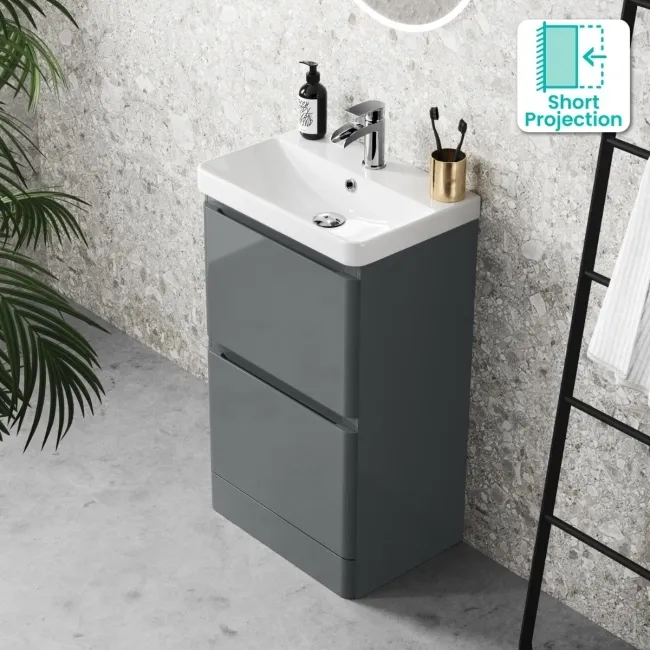 Corsica Storm Grey Slimline Basin Drawer Vanity 500mm