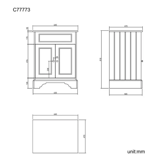 Lucia Graphite Grey Cabinet with Oak Effect Top 640mm - Excludes Counter Top Basin