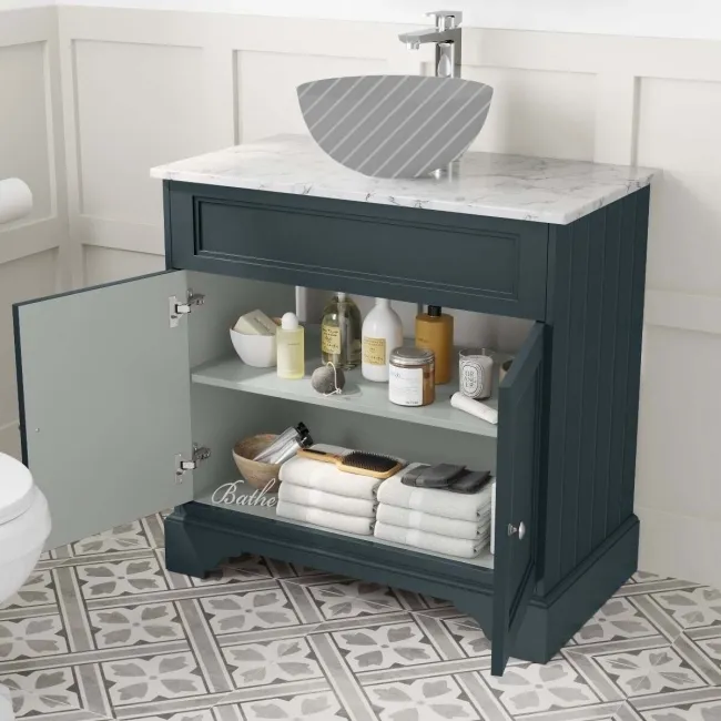Lucia Inky Blue Cabinet with Marble Top 840mm - Excludes Counter Top Basin