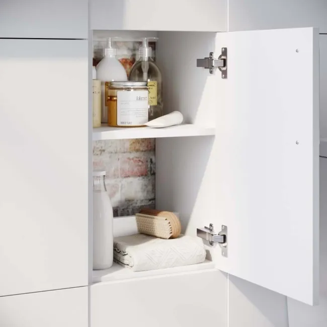 Harper Gloss White Side Cabinet Unit 300mm - Black Accents