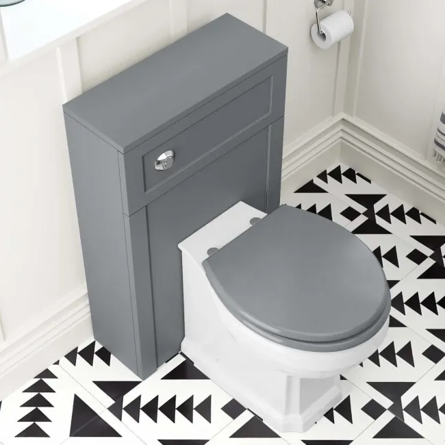 Bermuda Dove Grey Combination Vanity Basin and Hudson Toilet with Wooden Seat 1100mm
