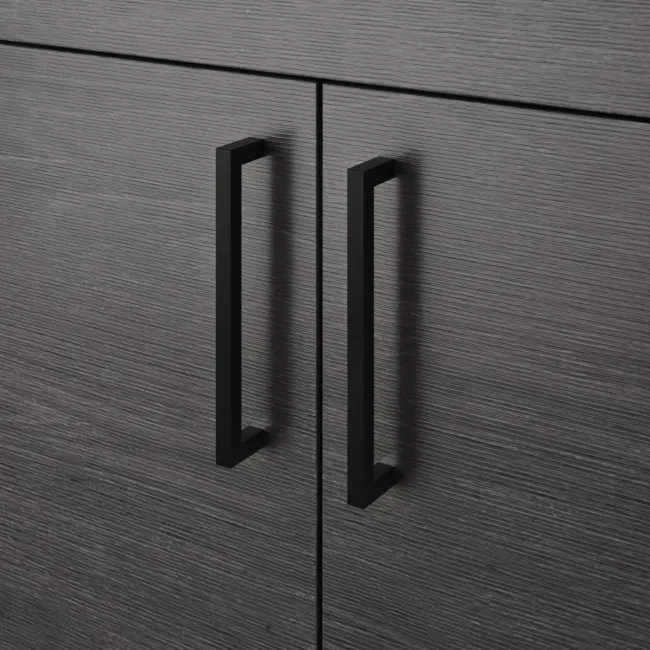 Harper Charcoal Elm Combination Vanity Basin with Marble Top & Boston Toilet 1200mm - Black Accents