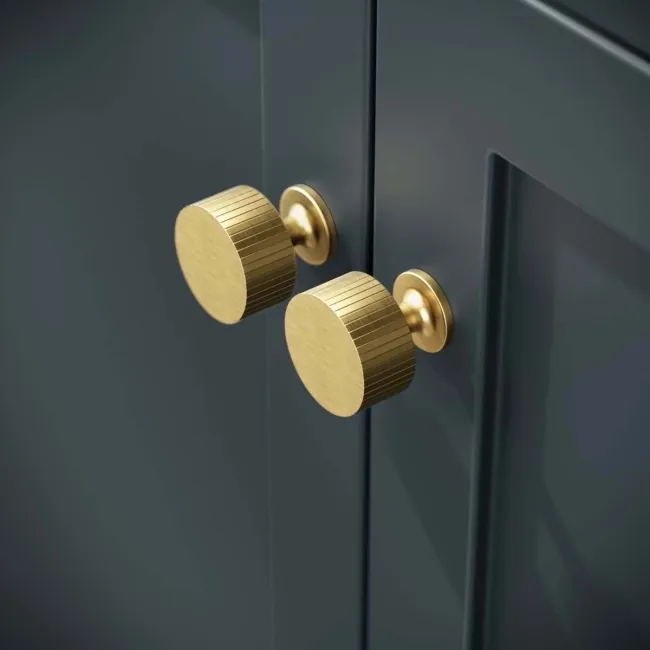 Bermuda Inky Blue Double Basin Vanity 1200mm - Brushed Brass Accents