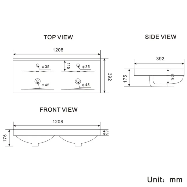 Bermuda Midnight Green Double Basin Vanity 1200mm
