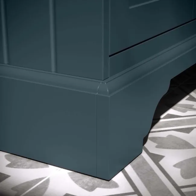 Lucia Inky Blue Vanity with Oak Effect Top & Round Counter Top Basin 840mm - Brushed Brass Accents