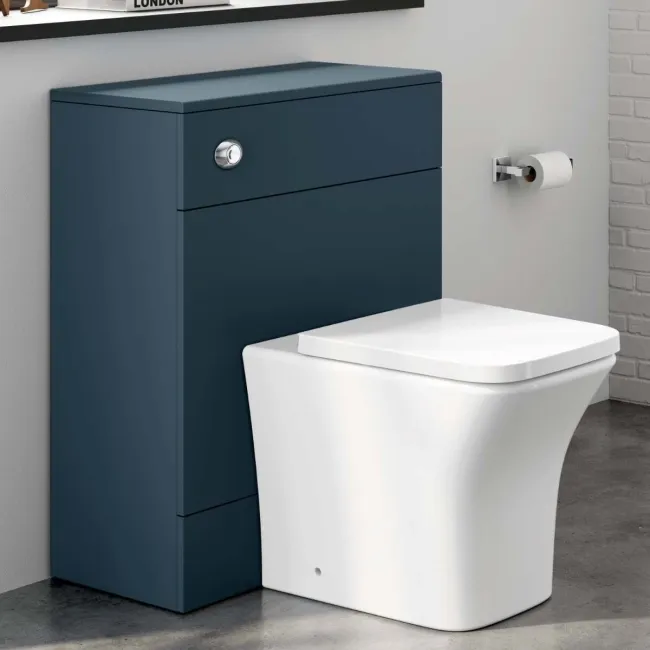 Harper Navy Blue Back To Wall Unit and Houston Toilet