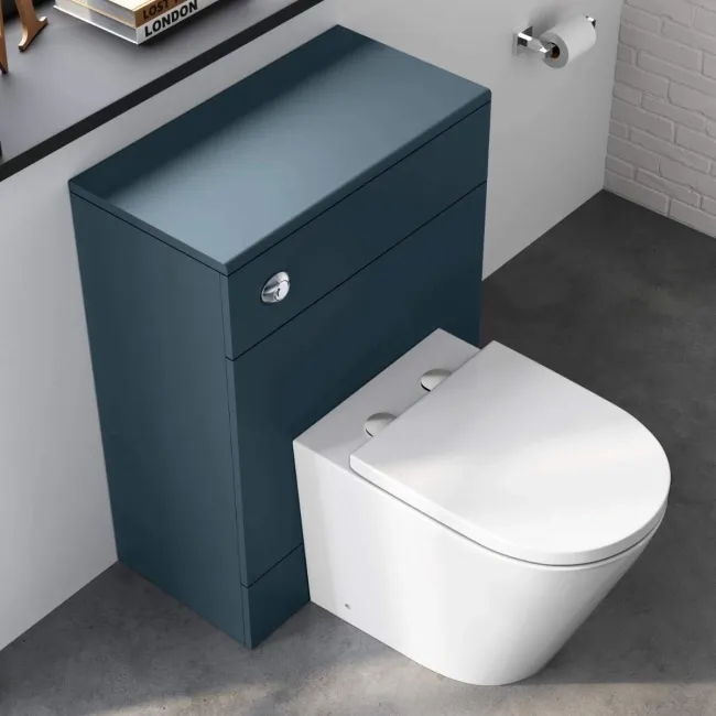 Harper Navy Blue Back To Wall Unit and Boston Toilet