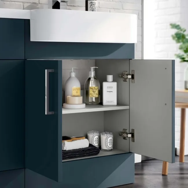 Harper Navy Blue Combination Vanity Basin and Houston Toilet 1200mm - Right Handed