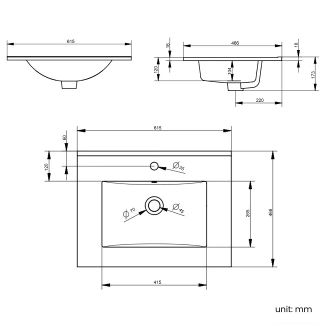 Mersey Gloss White Combination Vanity Basin and Miami Toilet 1100mm