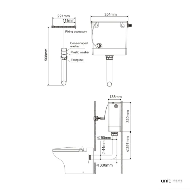 Mersey Gloss White Combination Vanity Basin and Austin Toilet 1100mm - Black Accents