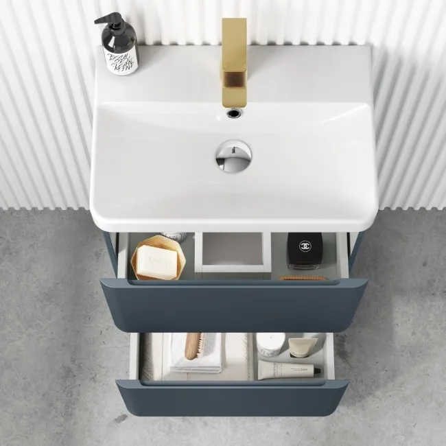 Corsica Inky Blue Slimline Basin Drawer Vanity 500mm