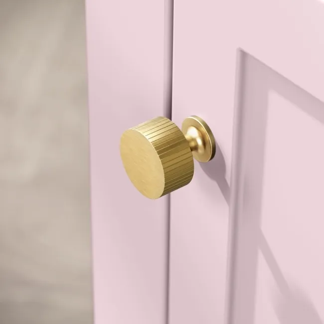 Bermuda Cashmere Pink Basin Vanity 500mm - Brushed Brass Accents