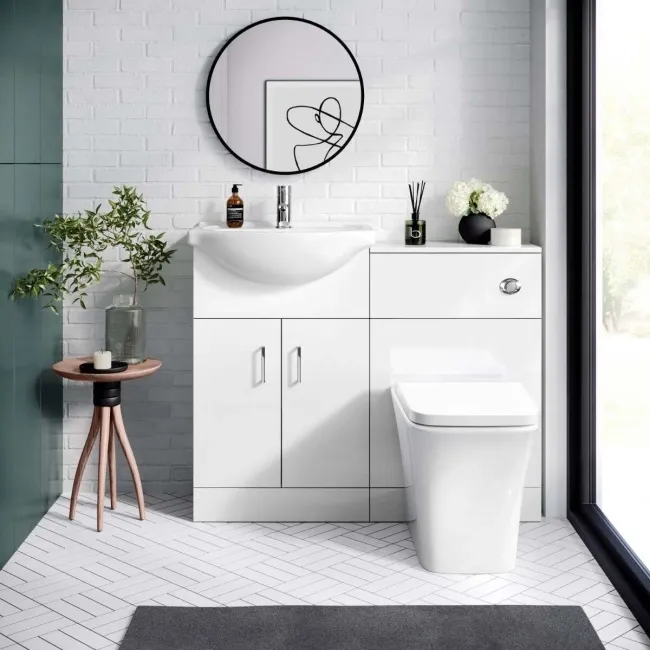 Quartz Gloss White Combination Vanity Basin and Houston Toilet 1050mm