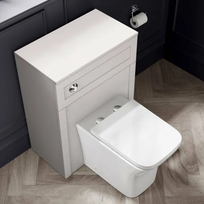 Capri Cotton White Combination Vanity Basin and Houston Toilet 1350mm - Chrome Handles