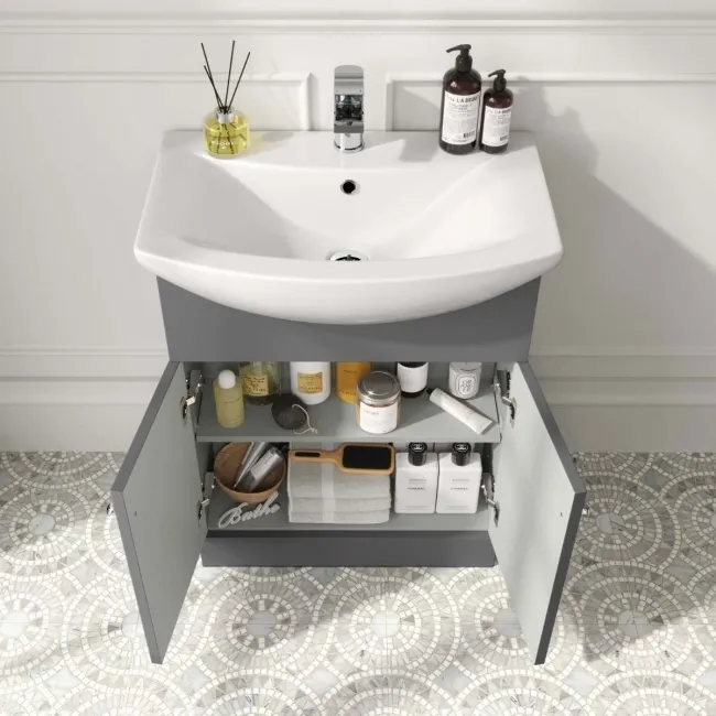 Capri Slate Grey Combination Vanity Basin and Austin Toilet 1150mm - Chrome Handles