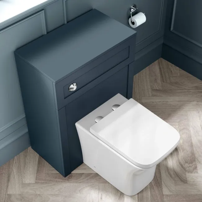 Capri Navy Blue Combination Vanity Basin and Houston Toilet 1350mm - Chrome Handles