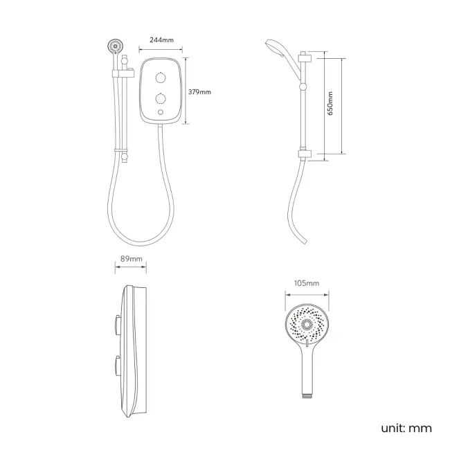 Aqualisa eMOTION Electric Shower - 9.5KW - Space Grey