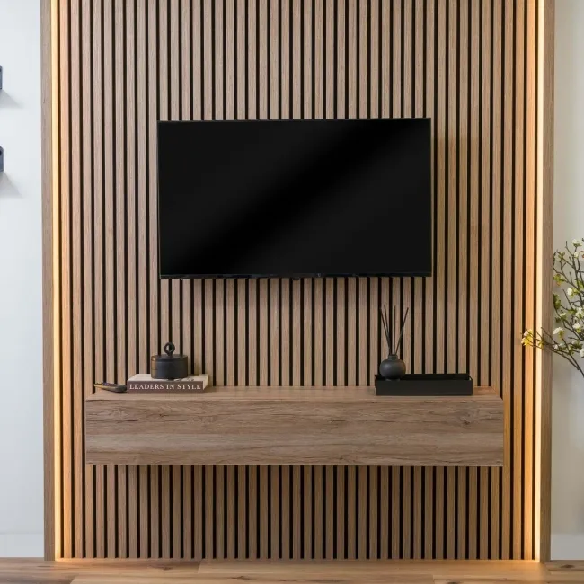 Trepanel® Smoked Oak Wood Acoustic Panel Top Trim with Lighting Option