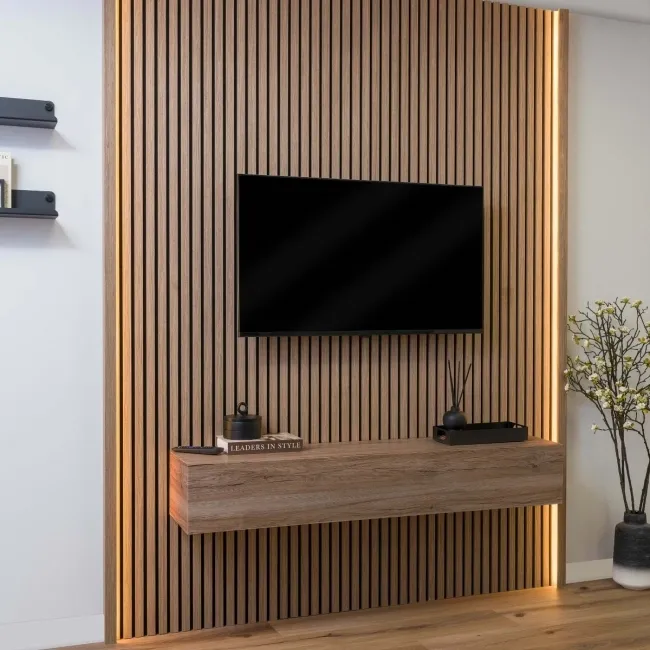 Trepanel® Smoked Oak Wood Acoustic Panel Top Trim with Lighting Option