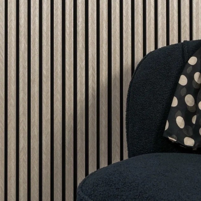 Trepanel® Chevron Hessian Beige Acoustic Wood Wall Panels