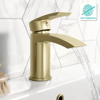Spey Brushed Brass Basin Mixer Tap