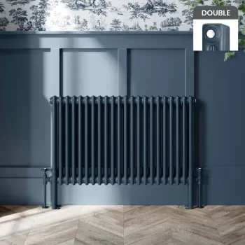 Athens Inky Blue Double Column Horizontal Traditional Radiator 600x1010mm