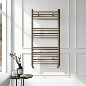 Barcelona Antique Gold Straight Heated Towel Rail 1200x600mm