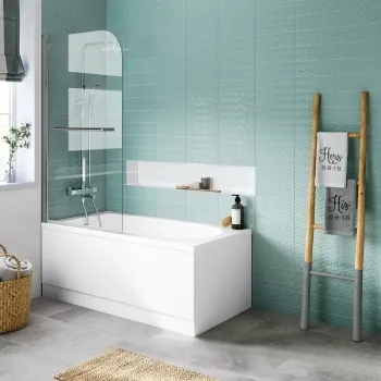 Stafford 1400x700 Shower Bath & 4mm Screen with Rail