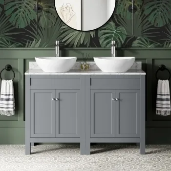 Bermuda Dove Grey Vanity with Marble Top & Oval Counter Top Basin 1200mm