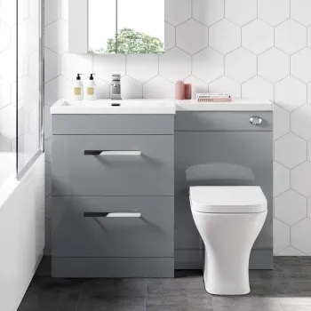 Avon Stone Grey Combination Basin Drawer and Atlanta Toilet 1100mm - Left Handed
