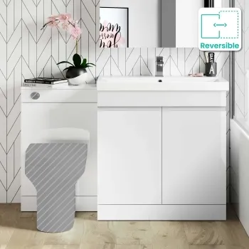 Trent Gloss White Basin Vanity and Back To Wall Unit 1300mm