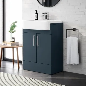 Harper Navy Blue Vanity with Semi Recessed Basin 600mm