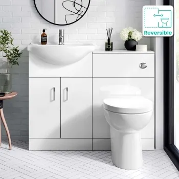Quartz Gloss White Combination Vanity Basin and Austin Toilet 1050mm