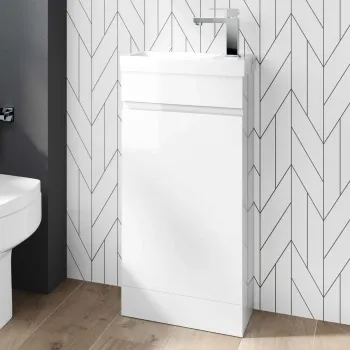 Trent Gloss White Cloakroom Floor Standing Basin Vanity 400mm