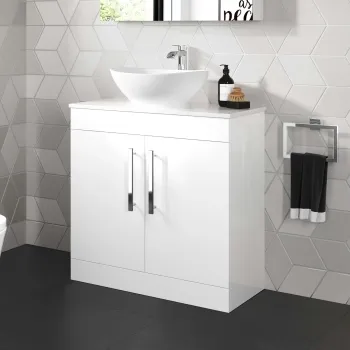 Avon Gloss White Vanity with Oval Counter Top Basin 800mm
