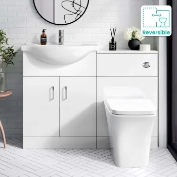 Quartz Gloss White Combination Vanity Basin and Houston Toilet 1150mm