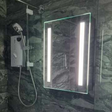 Emielia Battery Operated Illuminated LED Cloakroom Mirror Cabinet 600x450mm