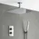 Galway Premium Ceiling Chrome Square Thermostatic Shower Set - 400mm Head & Hand Shower