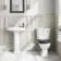 Hudson Traditional Toilet With Inky Blue Seat & Pedestal Basin Set - Double Tap Hole